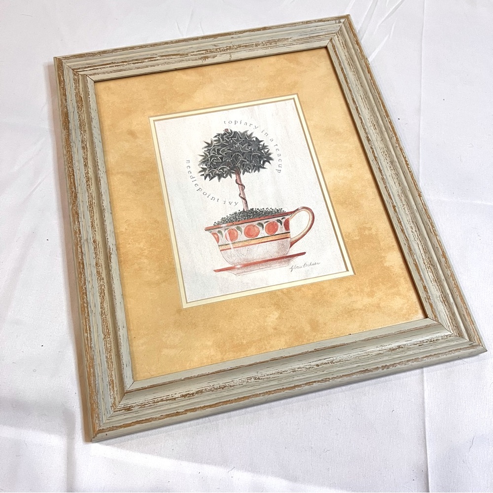 VINTAGE | topiary in a teacup signed framed print